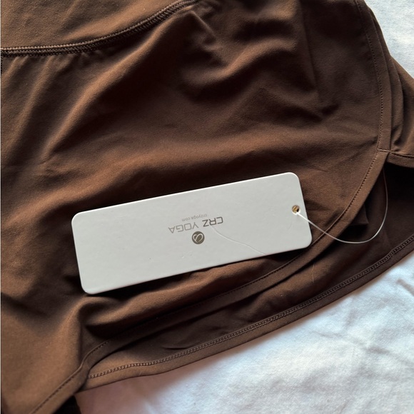 CRZ YOGA High Waist Brown Women's Shorts - Picture 3 of 5